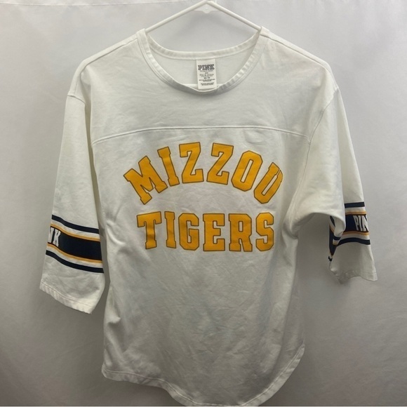 PINK Victoria’s Secret Missouri Mizzou Tigers 3/4 Sleeve Size XS Shirt Jersey - Picture 9 of 9